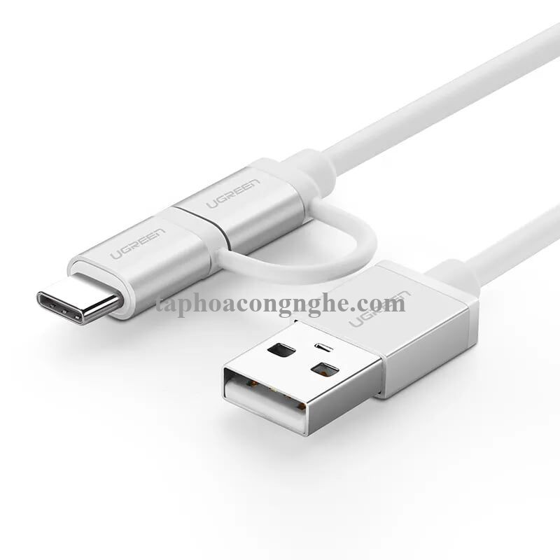 Ugreen 20871 0.5M màu trắng Dây USB 2.0 sang Type-C đầu nhôm US177 30020871